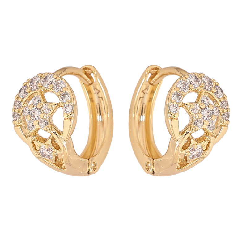 Сережки Xuping колір Позолота 14K колечка "Візерунок з кристалами" фото №19