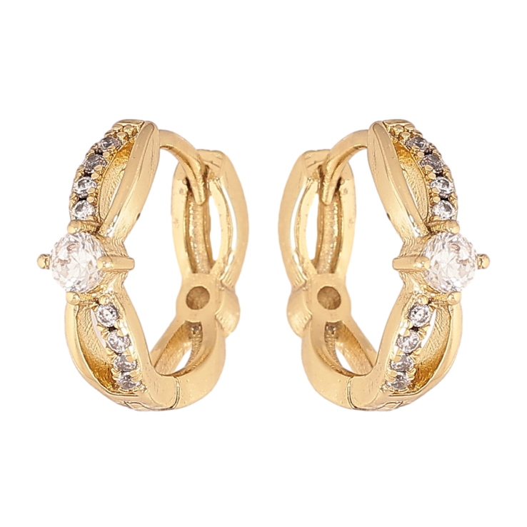 Сережки Xuping колір Позолота 14K колечка "Візерунок з кристалами" фото №23