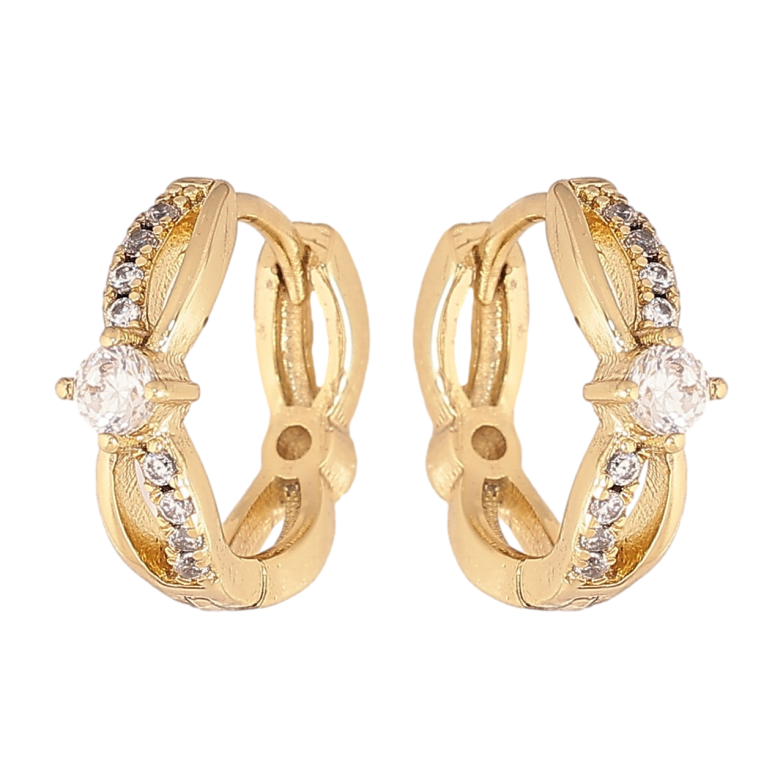 Серьги Xuping цвет Позолота 14K колечки "Узор с кристаллами" фото №1 Серьги Xuping цвет Позолота 14K колечки "Узор с кристаллами" фото №1