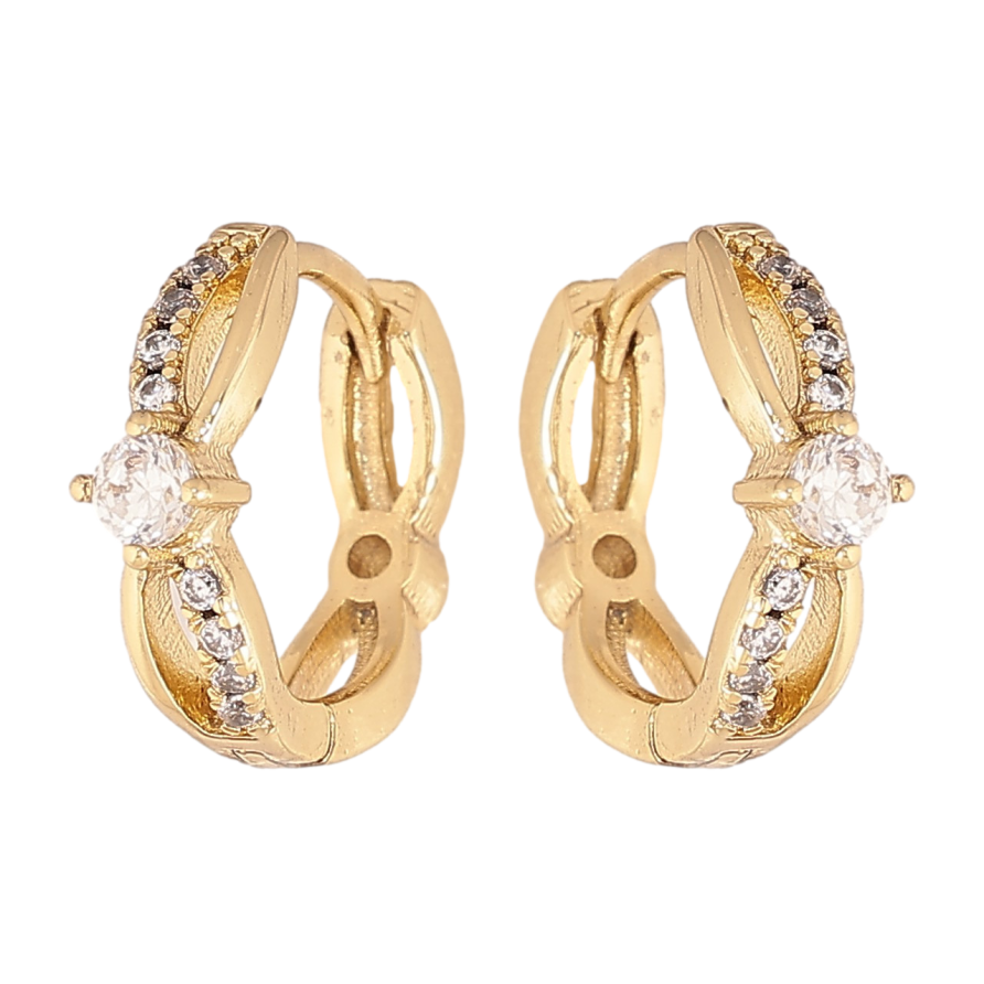 Серьги Xuping цвет Позолота 14K колечки "Узор с кристаллами" фото №1 Серьги Xuping цвет Позолота 14K колечки "Узор с кристаллами" фото №1