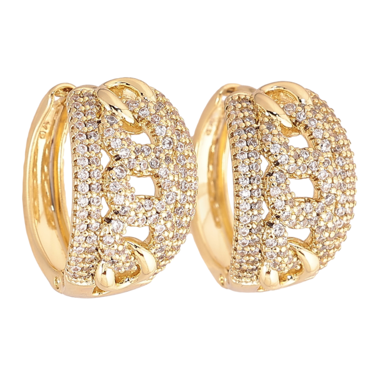 Сережки Xuping колір Позолота 14K колечка "Візерунок ланцюжок з кристалами" фото №17