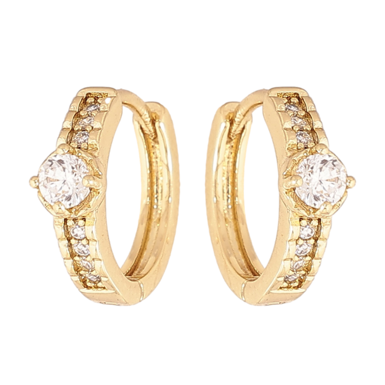 Серьги Xuping цвет Позолота 14K колечки "Узор с кристаллами" фото №1 Серьги Xuping цвет Позолота 14K колечки "Узор с кристаллами" фото №1