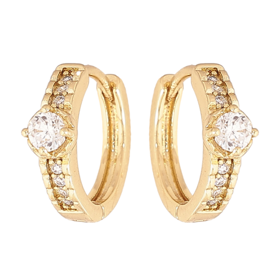 Сережки Xuping колір Позолота 14K колечка "Візерунок з кристалами" фото №1 Сережки Xuping колір Позолота 14K колечка "Візерунок з кристалами" фото №1