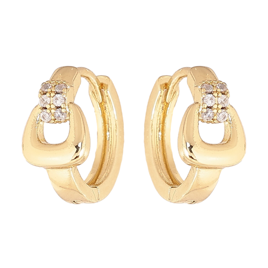 Сережки Xuping колір Позолота 14K колечка "Візерунок з кристалами" фото №1