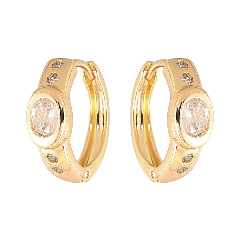 Сережки Xuping колір Позолота 14K колечка "Візерунок з кристалами" фото №1 Сережки Xuping колір Позолота 14K колечка "Візерунок з кристалами" фото №1