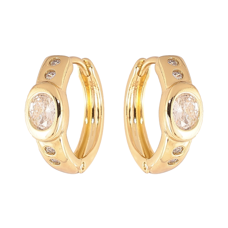 Сережки Xuping колір Позолота 14K колечка "Візерунок з кристалами" фото №1 Сережки Xuping колір Позолота 14K колечка "Візерунок з кристалами" фото №1