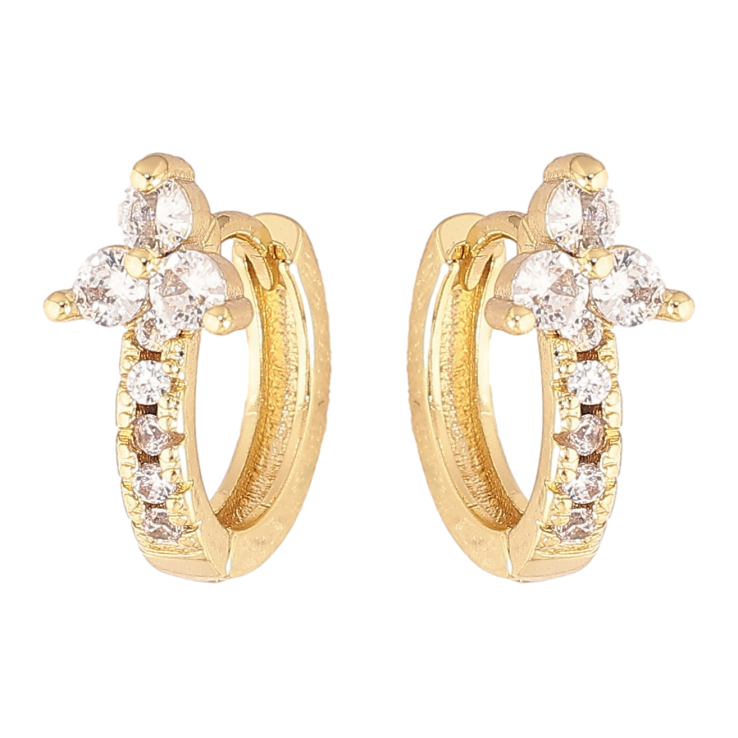 Сережки Xuping колір Позолота 14K колечка "Візерунок з кристалами" фото №12