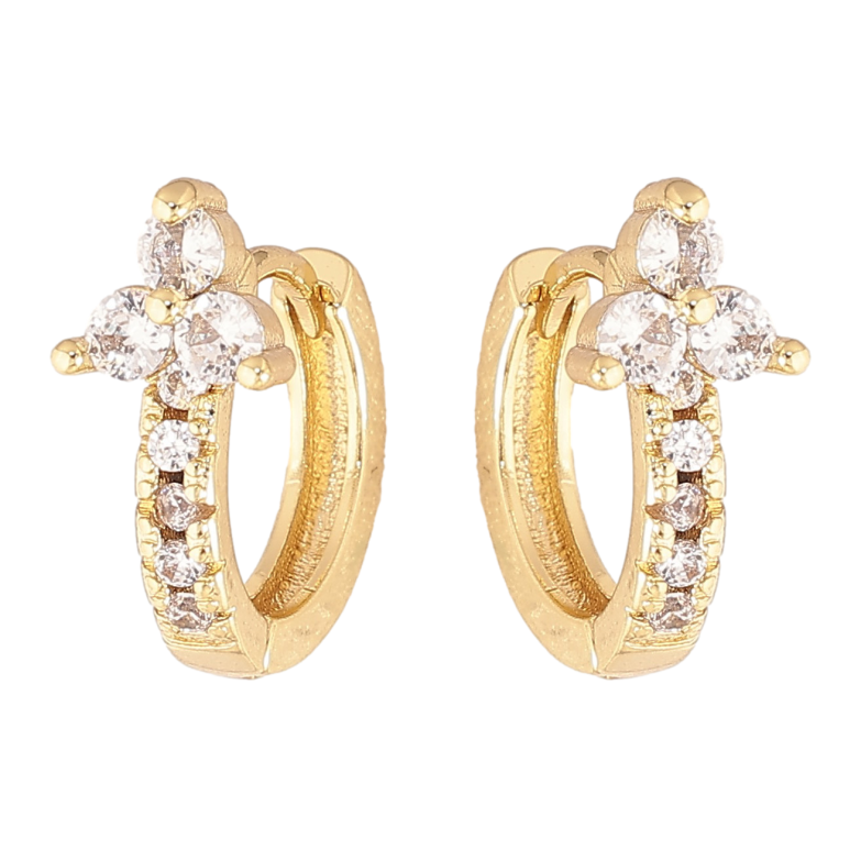 Серьги Xuping цвет Позолота 14K колечки "Узор с кристаллами" фото №3