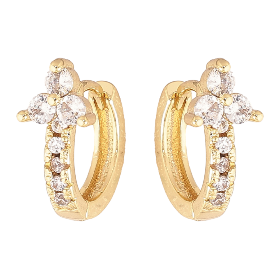 Сережки Xuping колір Позолота 14K колечка "Візерунок з кристалами" фото №1