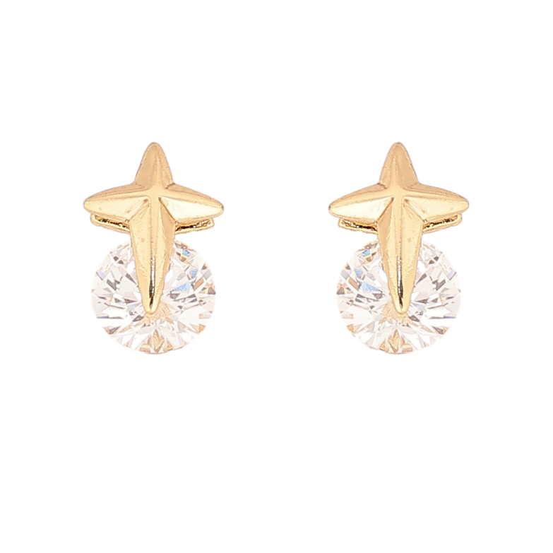Сережки Xuping колір Позолота 14K пусети "Кристали з зірками" фото №1
