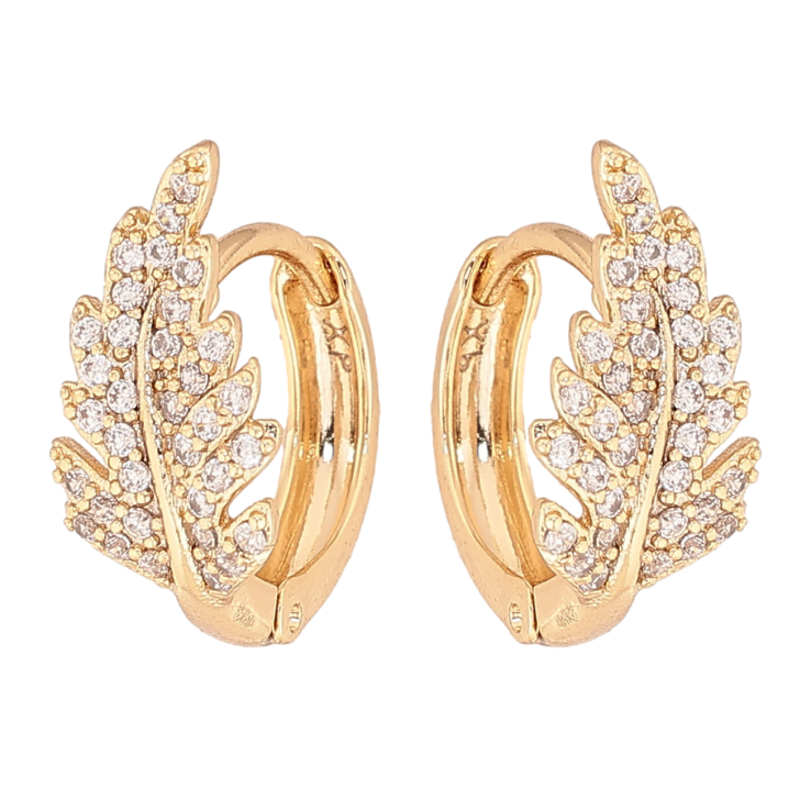 Серьги Xuping цвет Позолота 14K колечки "Листики с кристаллами" фото №8 Серьги Xuping цвет Позолота 14K колечки "Листики с кристаллами" фото №8