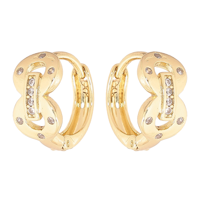 Серьги Xuping цвет Позолота 14K колечки "Узор с кристаллами" фото №1