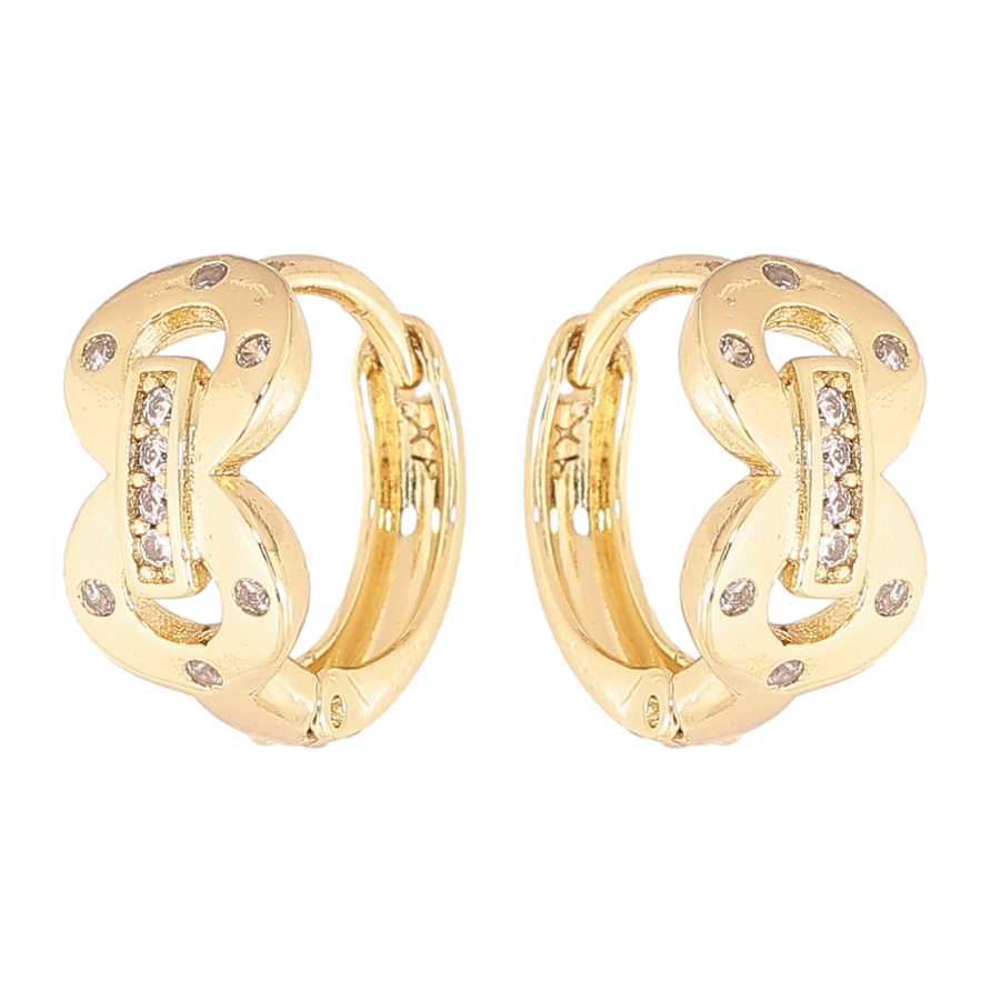 Сережки Xuping колір Позолота 14K колечка "Візерунок з кристалами" фото №1