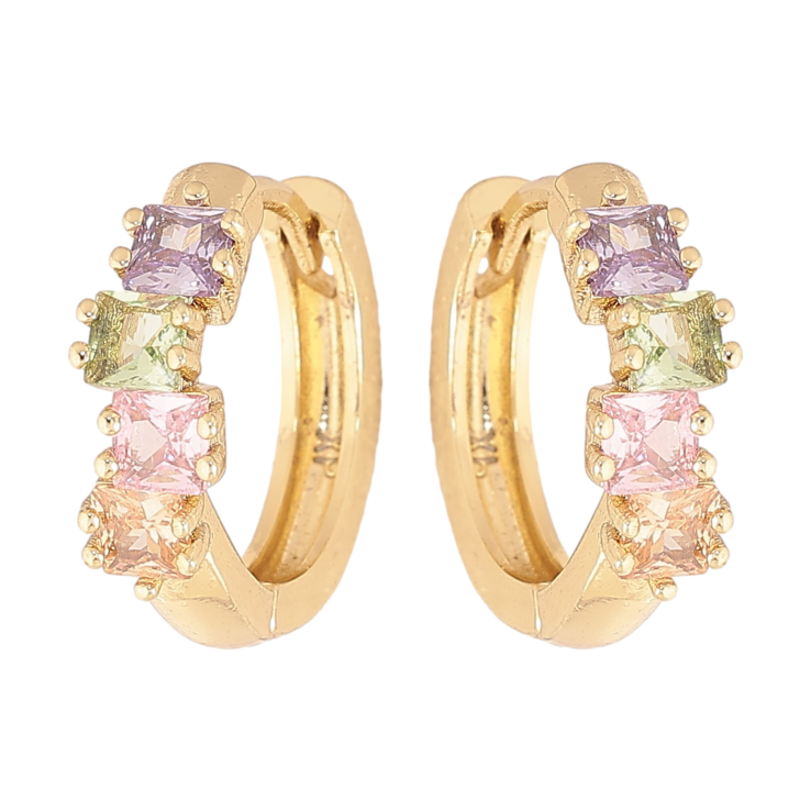 Сережки Xuping колір Позолота 14K колечка "Доріжки кольорових кристалів" фото №8