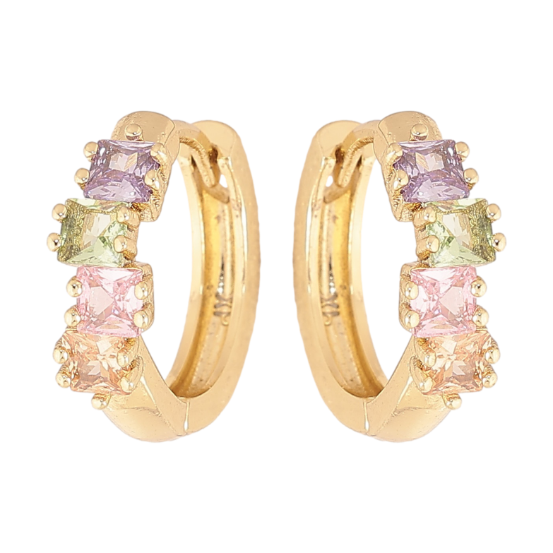 Серьги Xuping цвет Позолота 14K колечки "Дорожки цветных кристаллов" фото №1