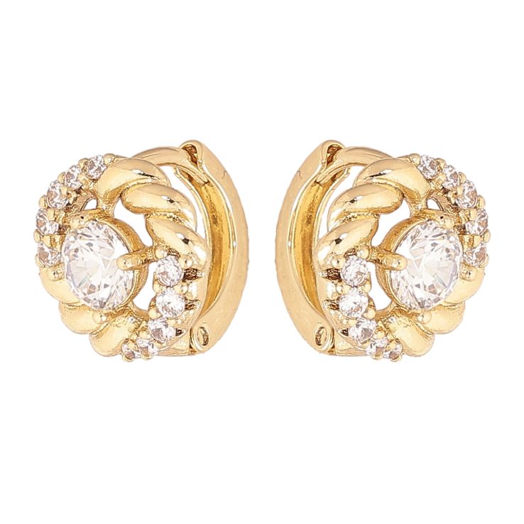 Сережки Xuping колір Позолота 14K колечка "Візерунок з кристалами" фото №2