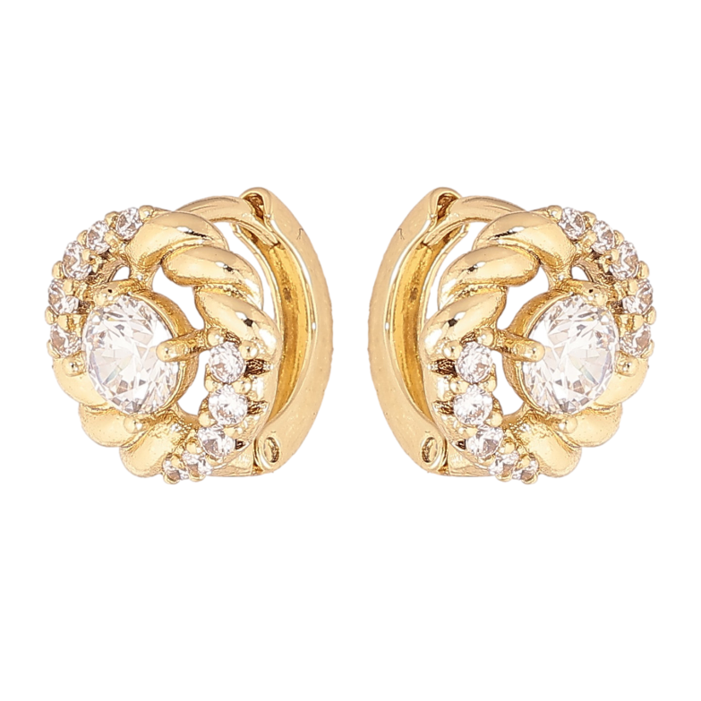 Серьги Xuping цвет Позолота 14K колечки "Узор с кристаллами" фото №1