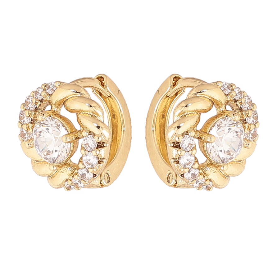 Сережки Xuping колір Позолота 14K колечка "Візерунок з кристалами" фото №1