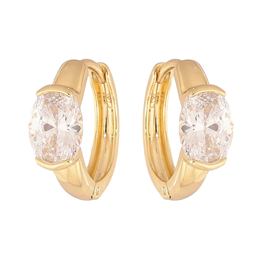 Сережки Xuping колір Позолота 14K колечка "Візерунок з кристалом" фото №1 Сережки Xuping колір Позолота 14K колечка "Візерунок з кристалом" фото №1