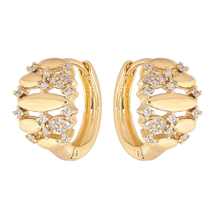 Сережки Xuping колір Позолота 14K колечка "Візерунок з кристалами" фото №20
