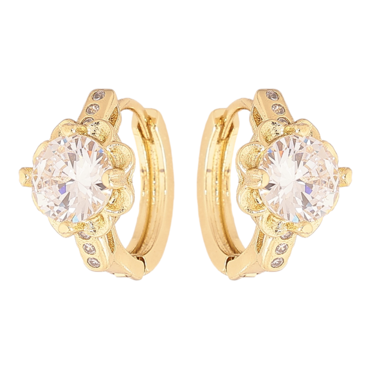 Сережки Xuping колір Позолота 14K колечка "Квіточки з кристалами" фото №15