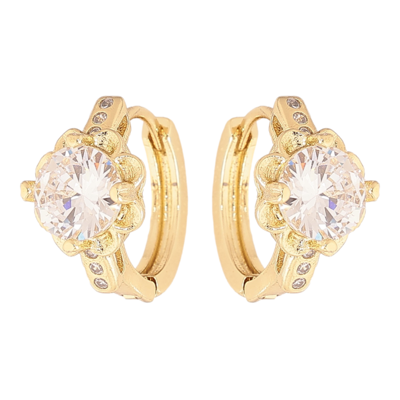 Серьги Xuping цвет Позолота 14K колечки "Цветочки с кристаллами" фото №1 Серьги Xuping цвет Позолота 14K колечки "Цветочки с кристаллами" фото №1