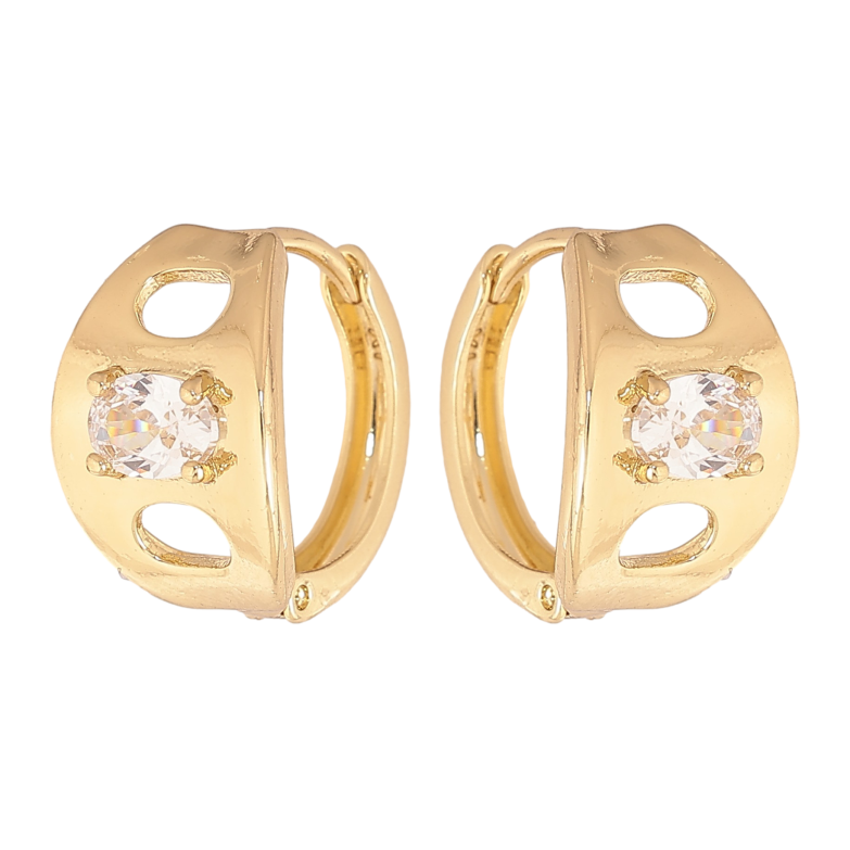 Сережки Xuping колір Позолота 14K колечка "Візерунок з кристалом" фото №1