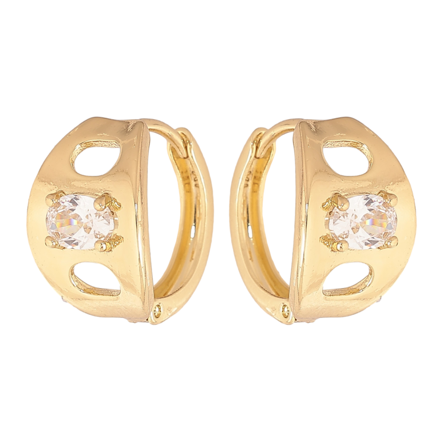 Сережки Xuping колір Позолота 14K колечка "Візерунок з кристалом" фото №1