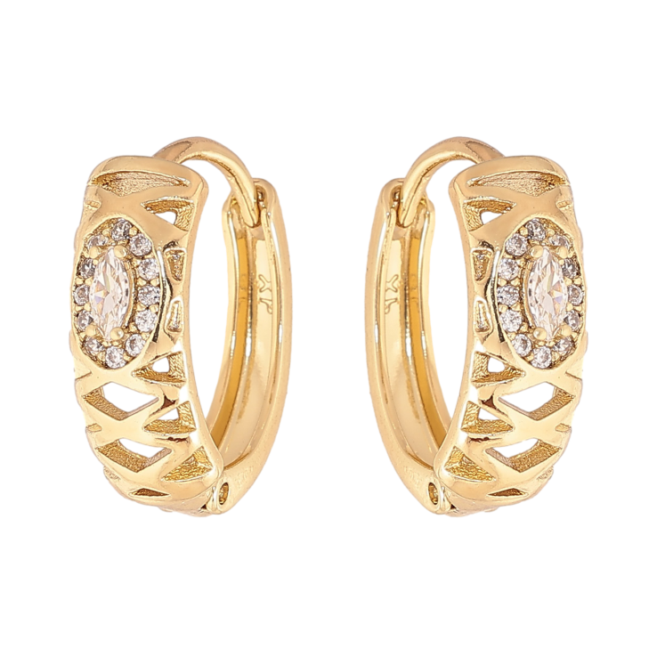 Сережки Xuping колір Позолота 14K колечка "Візерунок з кристалами" фото №16 Сережки Xuping колір Позолота 14K колечка "Візерунок з кристалами" фото №16