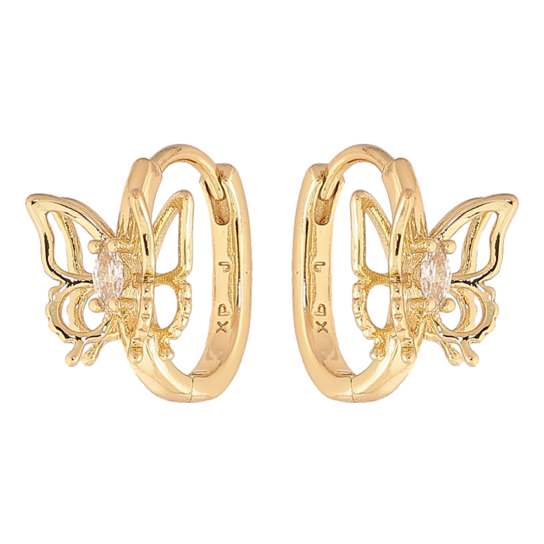 Серьги Xuping цвет Позолота 14K колечки "Бабочки" фото №1