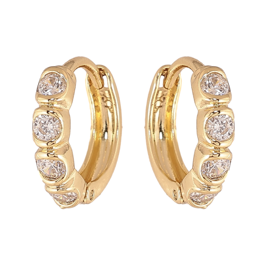 Серьги Xuping цвет Позолота 14K колечки "Узор с кристаллами" фото №1 Серьги Xuping цвет Позолота 14K колечки "Узор с кристаллами" фото №1