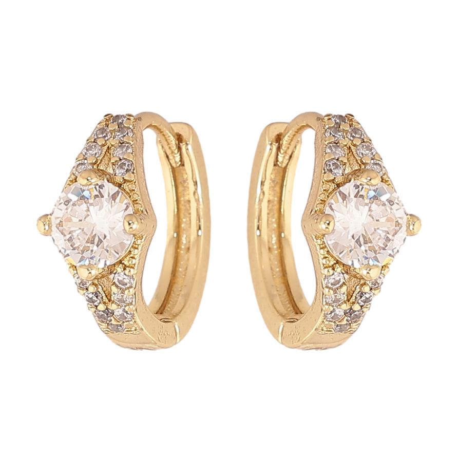 Сережки Xuping колір Позолота 14K колечка "Візерунок з кристалами" фото №1 Сережки Xuping колір Позолота 14K колечка "Візерунок з кристалами" фото №1