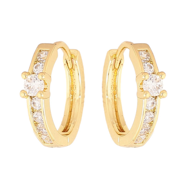 Сережки Xuping колір Позолота 14K колечка "Візерунок з кристалами" фото №3