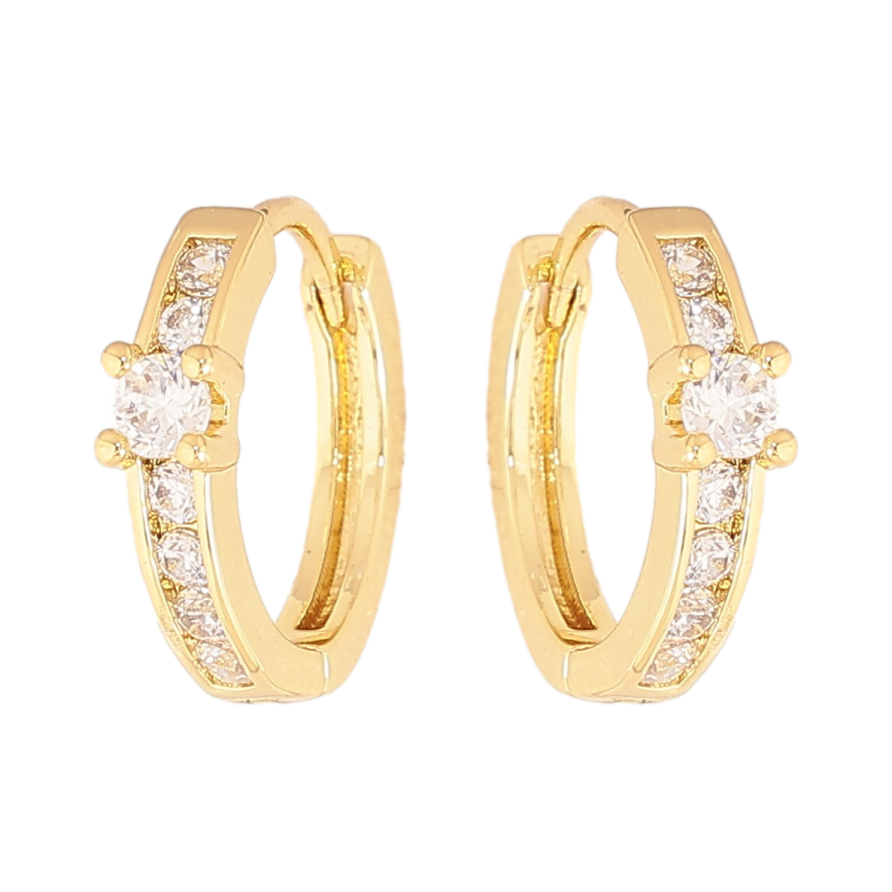 Сережки Xuping колір Позолота 14K колечка "Візерунок з кристалами" фото №1