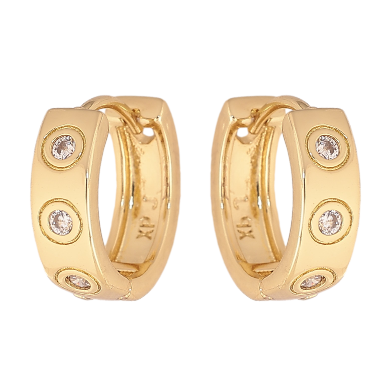 Сережки Xuping колір Позолота 14K колечка "Візерунок з кристалами" фото №1