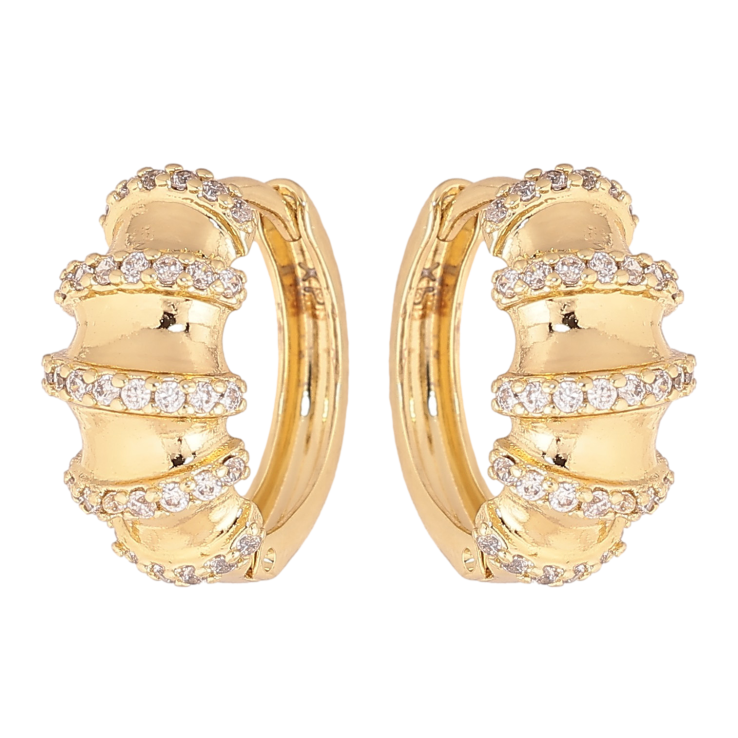 Сережки Xuping колір Позолота 14K колечка "Візерунок з кристалами" фото №18 Сережки Xuping колір Позолота 14K колечка "Візерунок з кристалами" фото №18