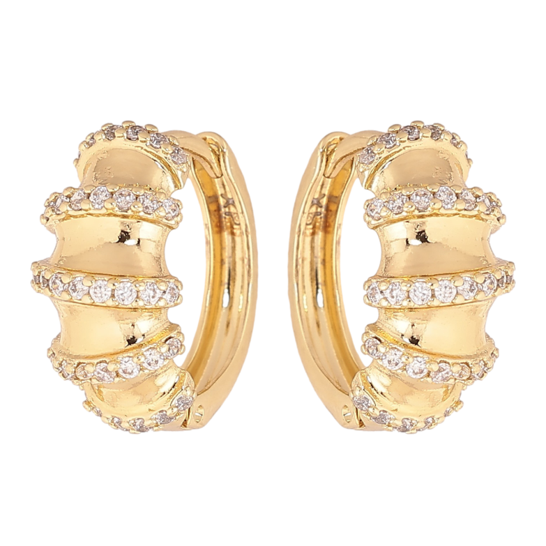 Серьги Xuping цвет Позолота 14K колечки "Узор с кристаллами" фото №17