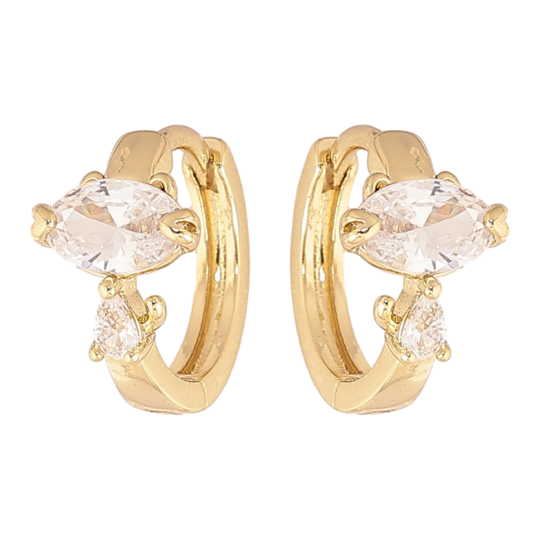 Серьги Xuping цвет Позолота 14K колечки "Узор с кристаллами" фото №1