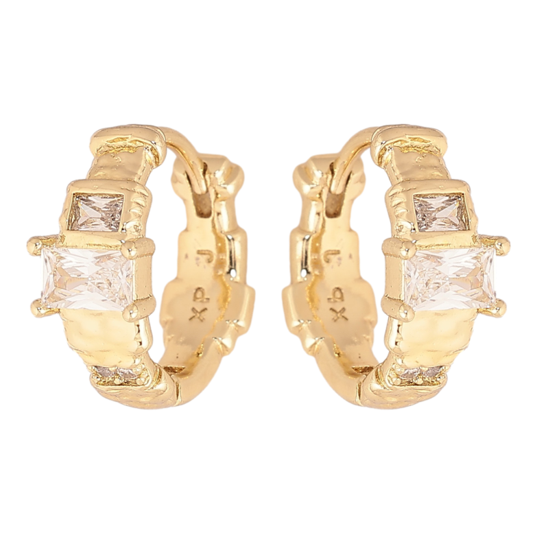 Серьги Xuping цвет Позолота 14K колечки "Узор с кристаллами" фото №1