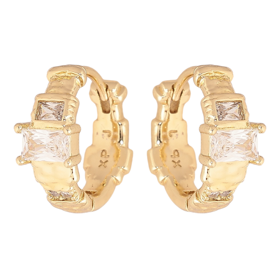 Сережки Xuping колір Позолота 14K колечка "Візерунок з кристалами" фото №1