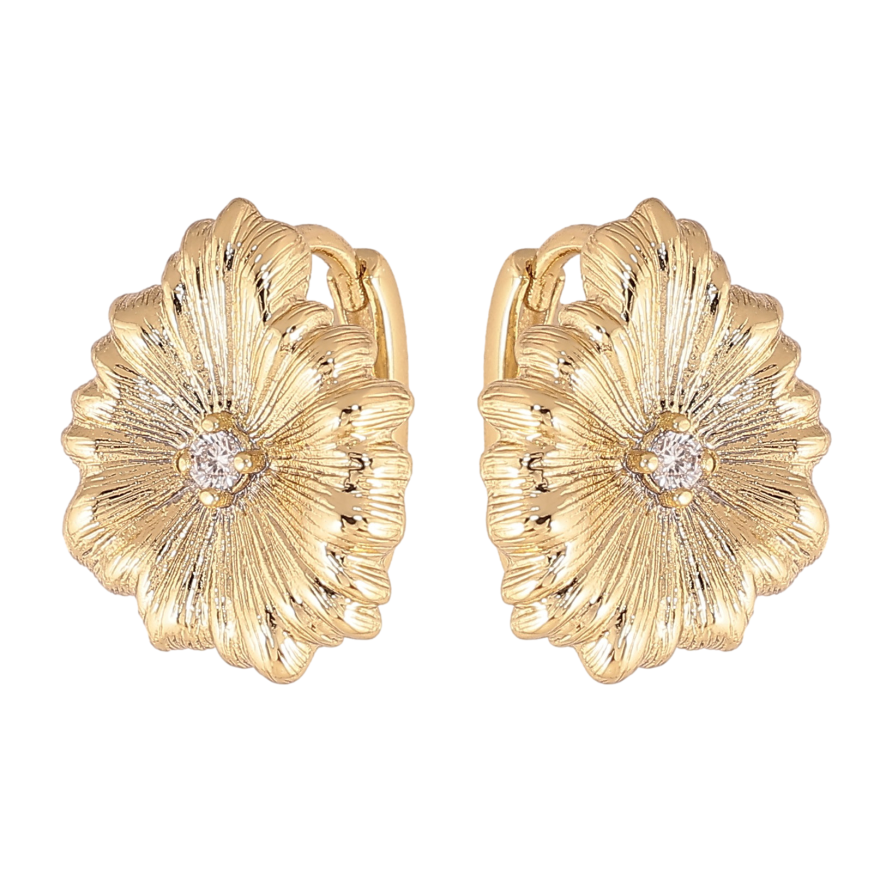 Серьги Xuping цвет Позолота 14K колечки "Декоративные цветочки" фото №1