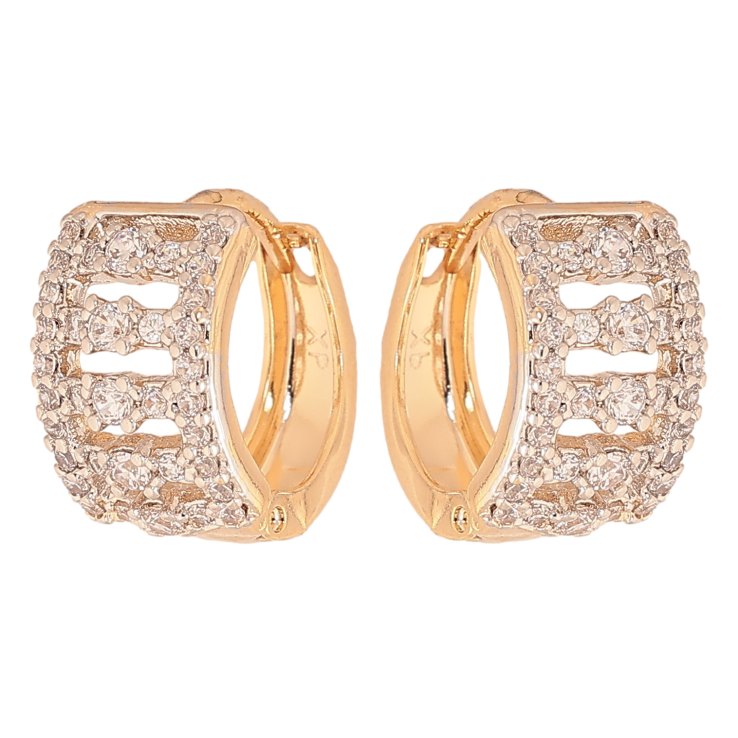 Серьги Xuping цвет Позолота 18K + Родий колечки "Инкрустация кристаллами" фото №14