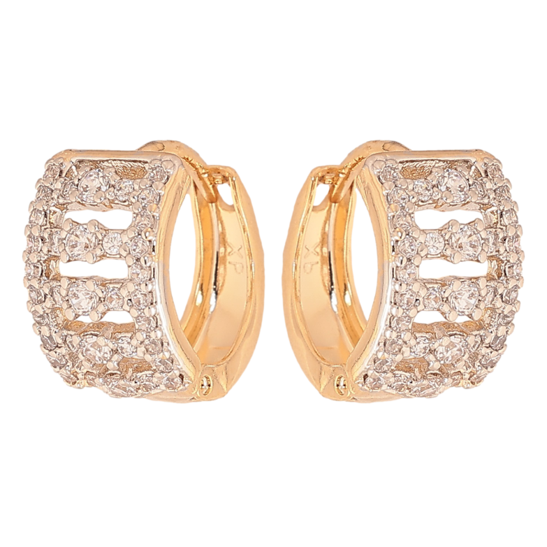 Сережки Xuping колір Позолота 18K + Родій колечка "Інкрустація кристалами" фото №4