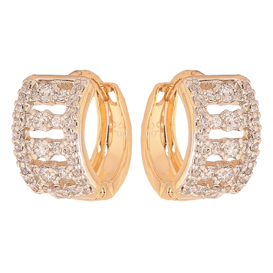 Серьги Xuping цвет Позолота 18K + Родий колечки "Инкрустация кристаллами" фото №1