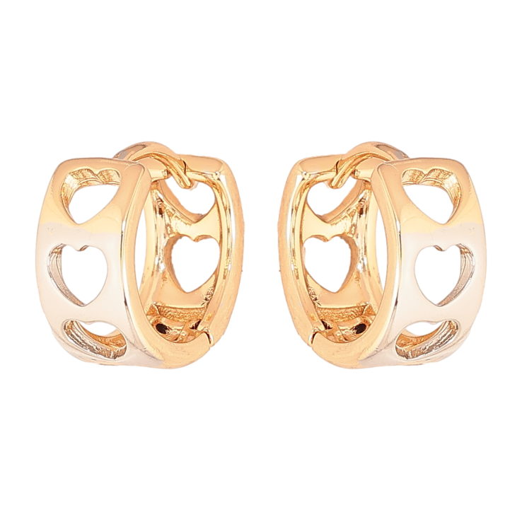 Сережки Xuping колір Позолота 18K + Родій колечка "Візерунок серця" фото №6 Сережки Xuping колір Позолота 18K + Родій колечка "Візерунок серця" фото №6