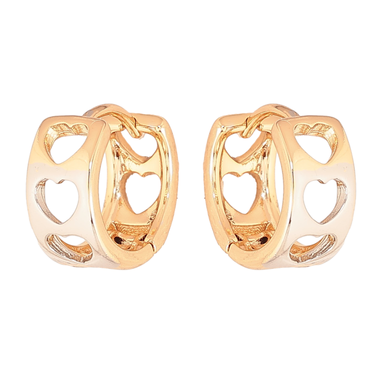 Серьги Xuping цвет Позолота 18K + Родий колечки "Узор сердечки" фото №15