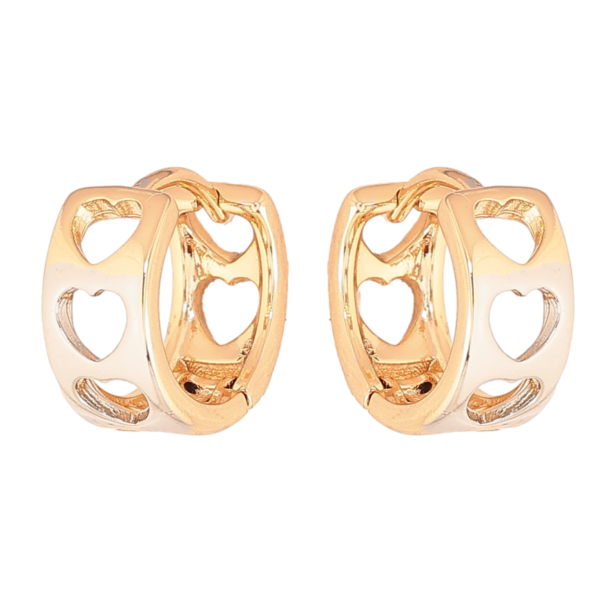 Сережки Xuping колір Позолота 18K + Родій колечка "Візерунок серця" фото №1