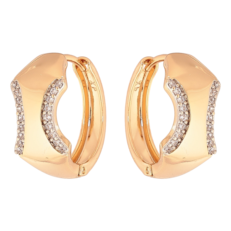 Серьги Xuping цвет Позолота 18K + Родий колечки "Узор с кристаллами" фото №18