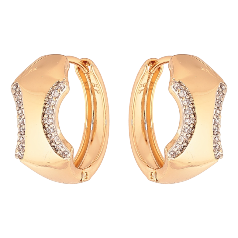 Сережки Xuping колір Позолота 18K + Родій колечка "Візерунок з кристалами" фото №15