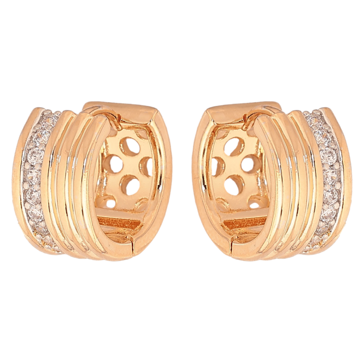 Серьги Xuping цвет Позолота 18K + Родий колечки "Узор с кристаллами" фото №16